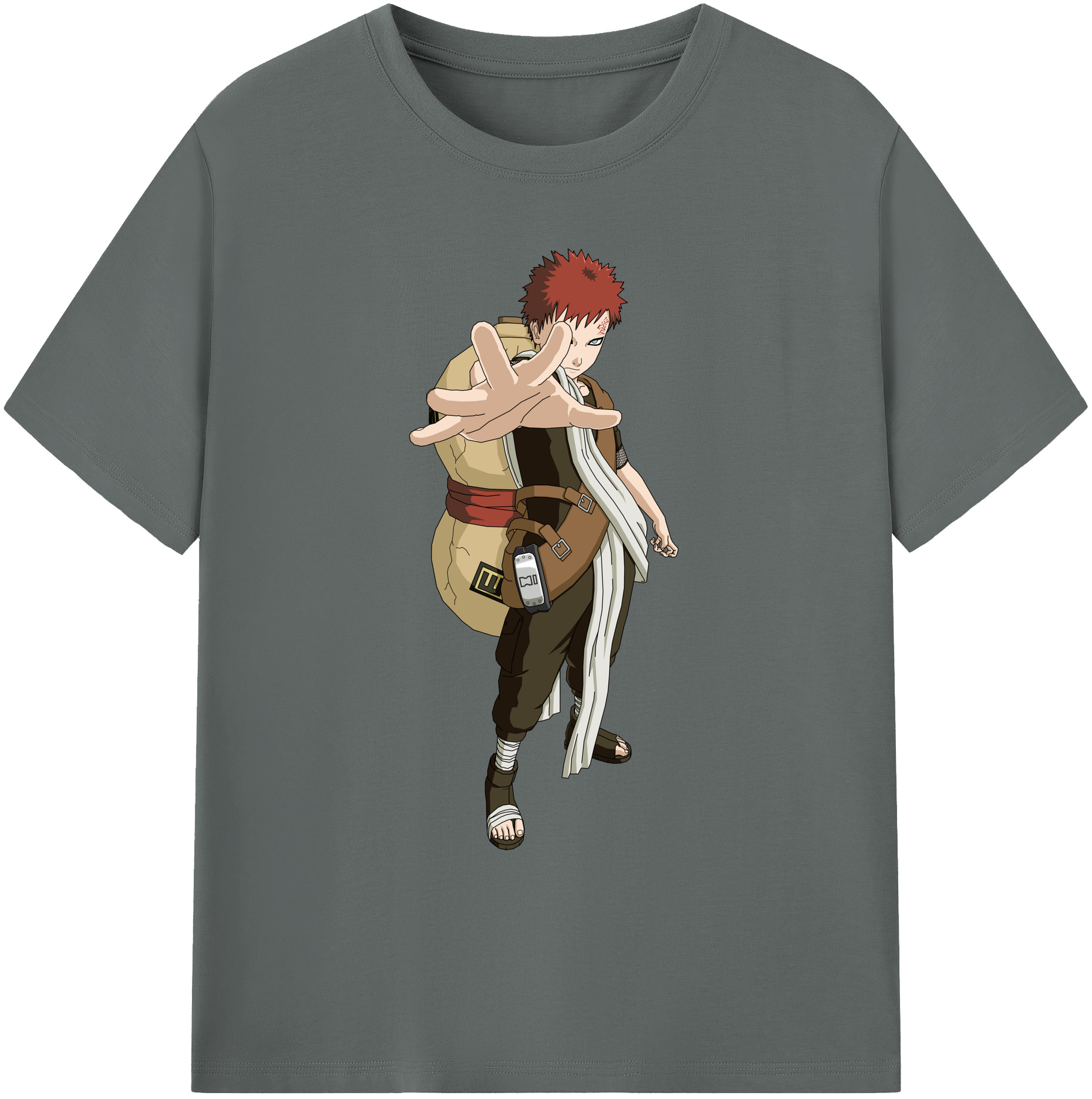 （画像用） NARUTO -ナルト- ガアラ Gaara 綿100％ メンズ半袖Tシャツ｜肌触りやわらか＆通気性